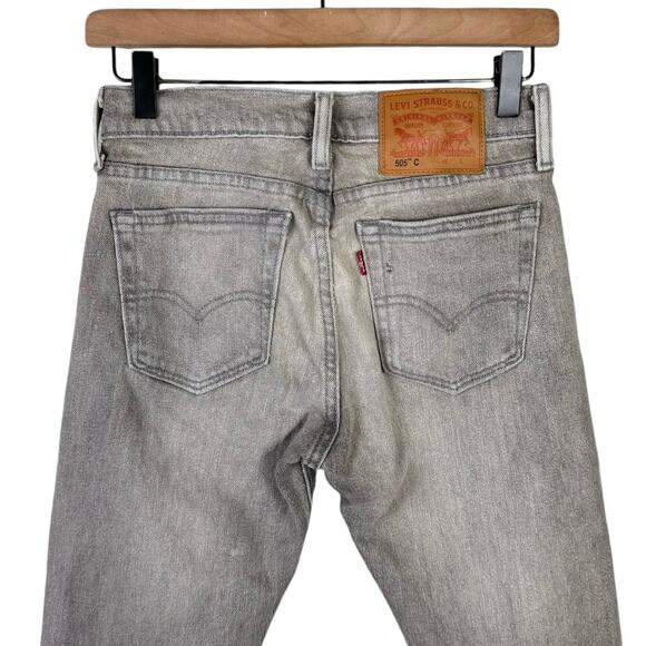 Levi's 505C Light Gray Denim Distressed Slim Straight Mid Rise Jeans - Picture 5 of 11